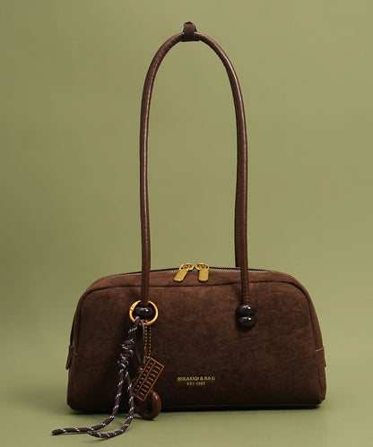 Modern Brown Pendant Decorated Faux Leather Womens Hobo Bag