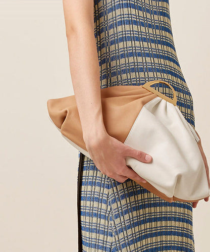 Chic Colorblock Fan-shaped Faux Leather Tote Handbag
