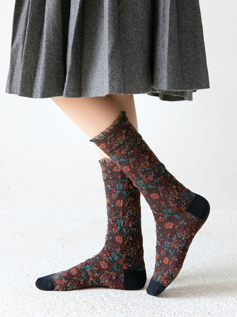 Women Cotton Lolita Style 5 Pairs Socks