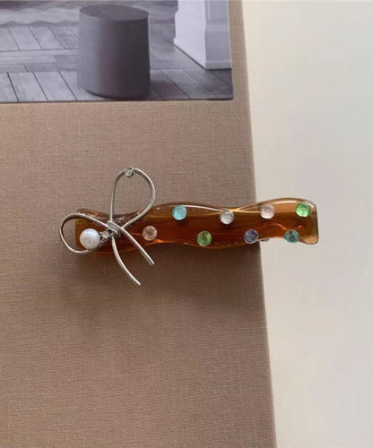 Simple White Acrylic Zircon Bow Hairpin
