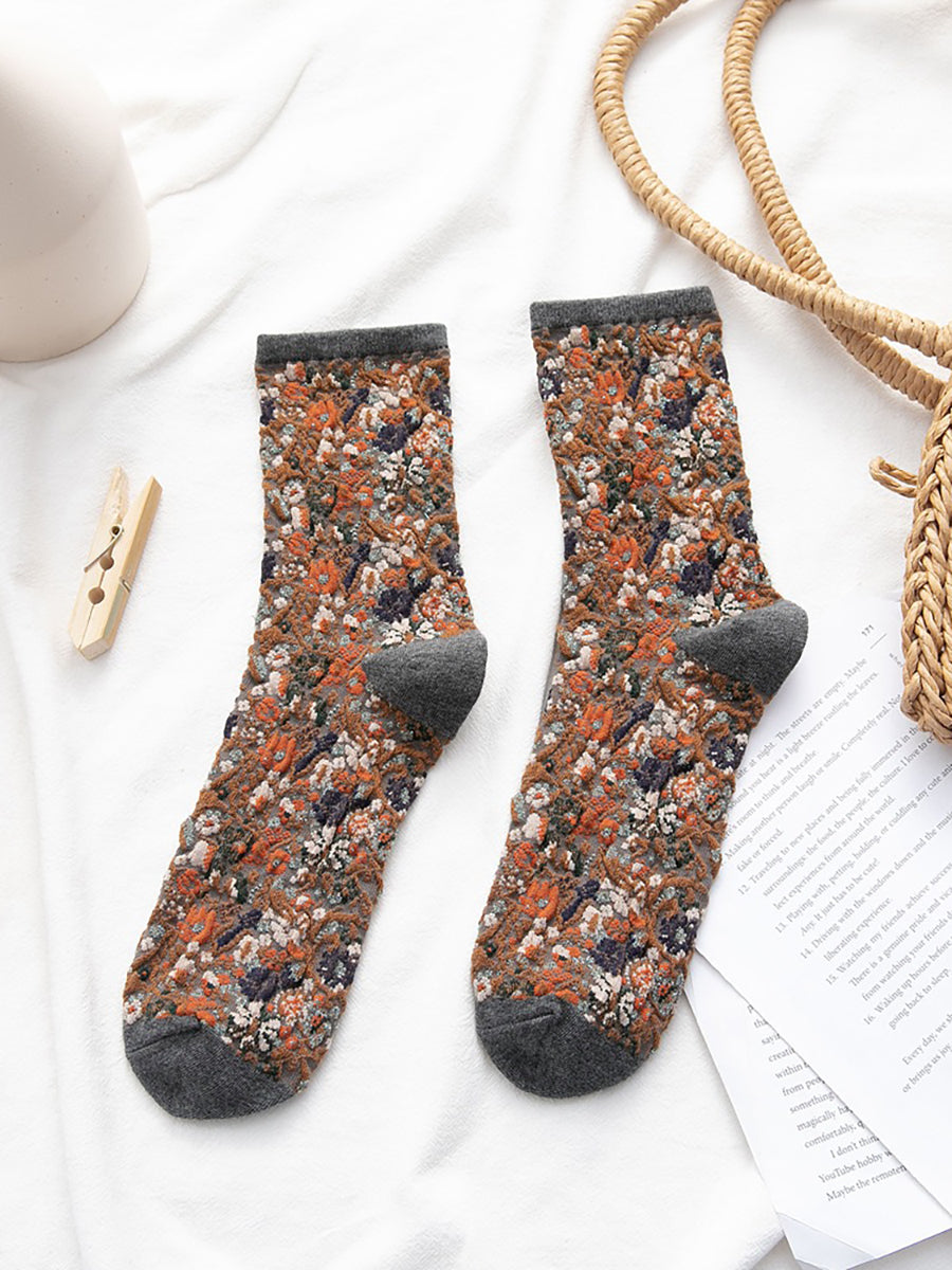 5 Pairs Winter Women Thick Retro Socks