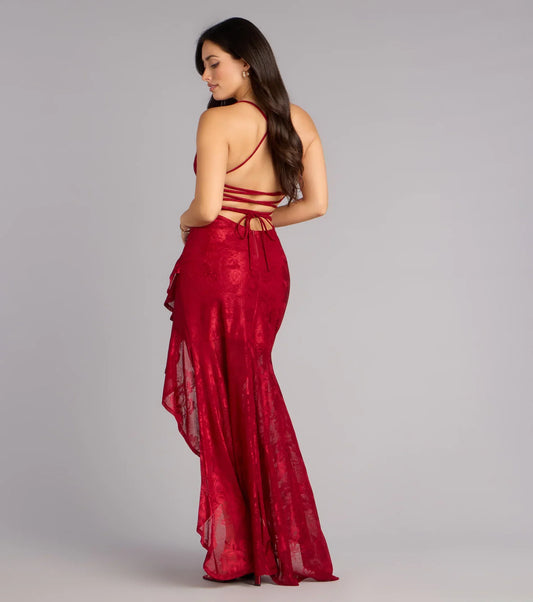 Kaia Square Halter Slit Formal Dress