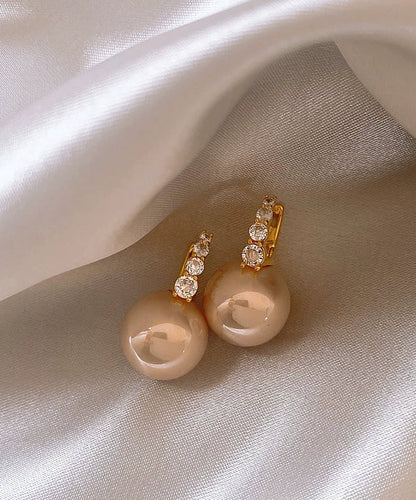 Cute Pink Copper Alloy Pearl Hoop Earrings