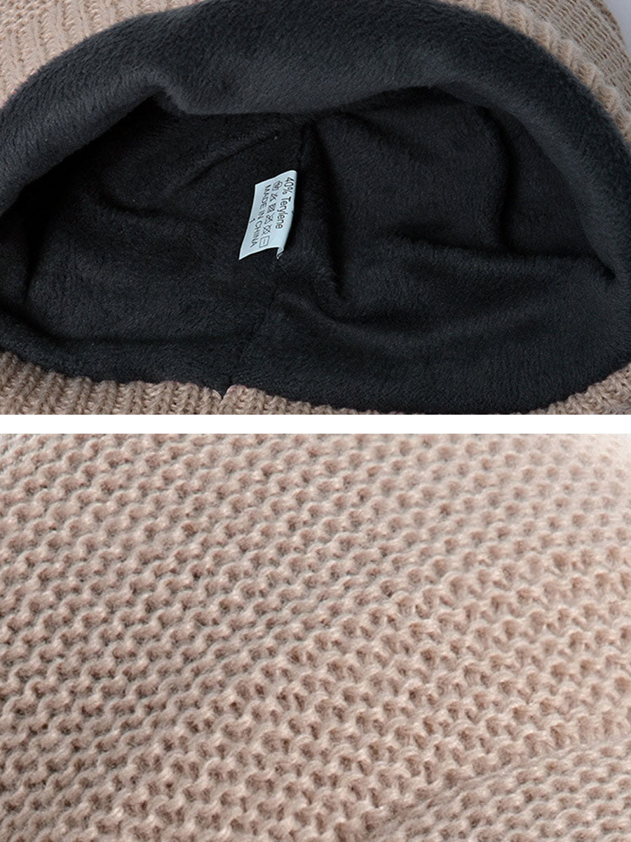 Women Winter Casual Knitted Solid Wide Brim Hat