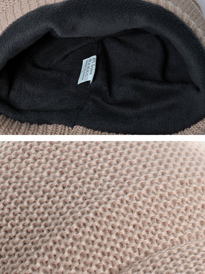 Women Winter Casual Knitted Solid Wide Brim Hat
