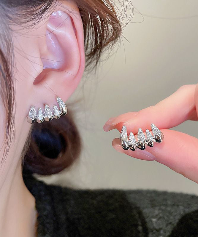 Beautiful Silver Zircon Stylish Stud Earrings