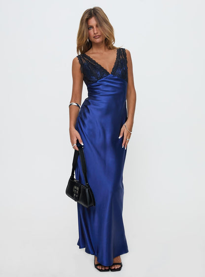 Voila Lace Maxi Dress Navy / Black