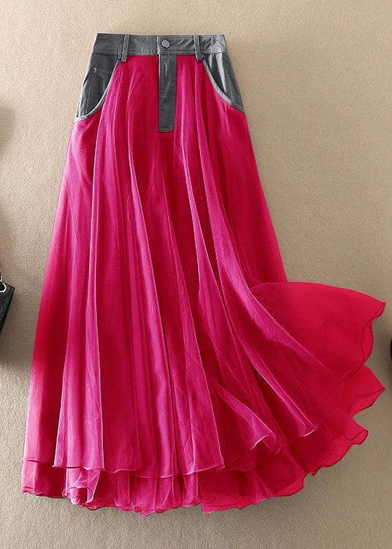 Natural Print1 high waist Patchwork Tulle Skirts Spring