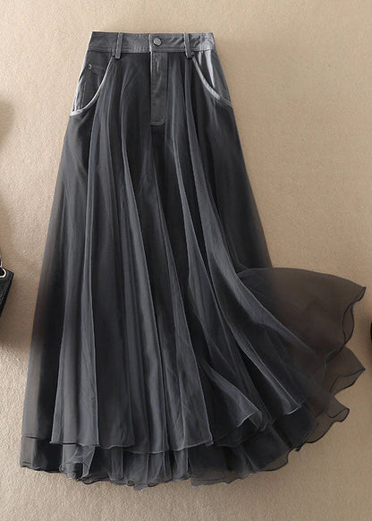 Natural Print4 high waist Patchwork Tulle Skirts Spring