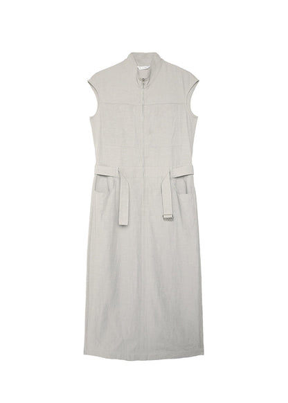 2025 New Stand Collar Pockets Cotton Long Dresses Summer