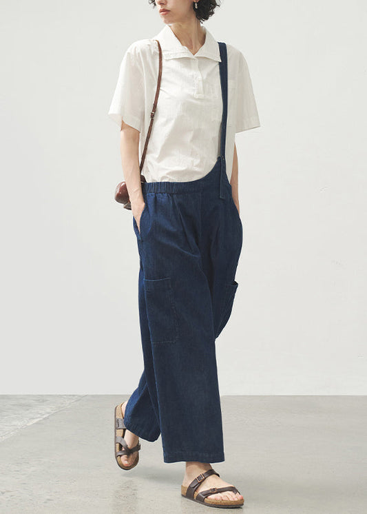 2025 Summer Blue Strap Jeans Asymmetric Design