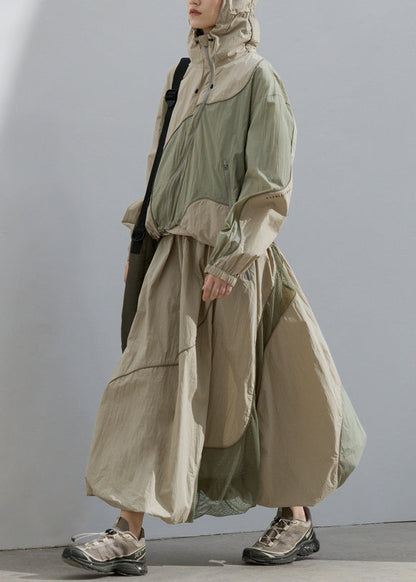 2025 Summer Green Loose Sunscreen Coat And Skirt Two Pieces Set