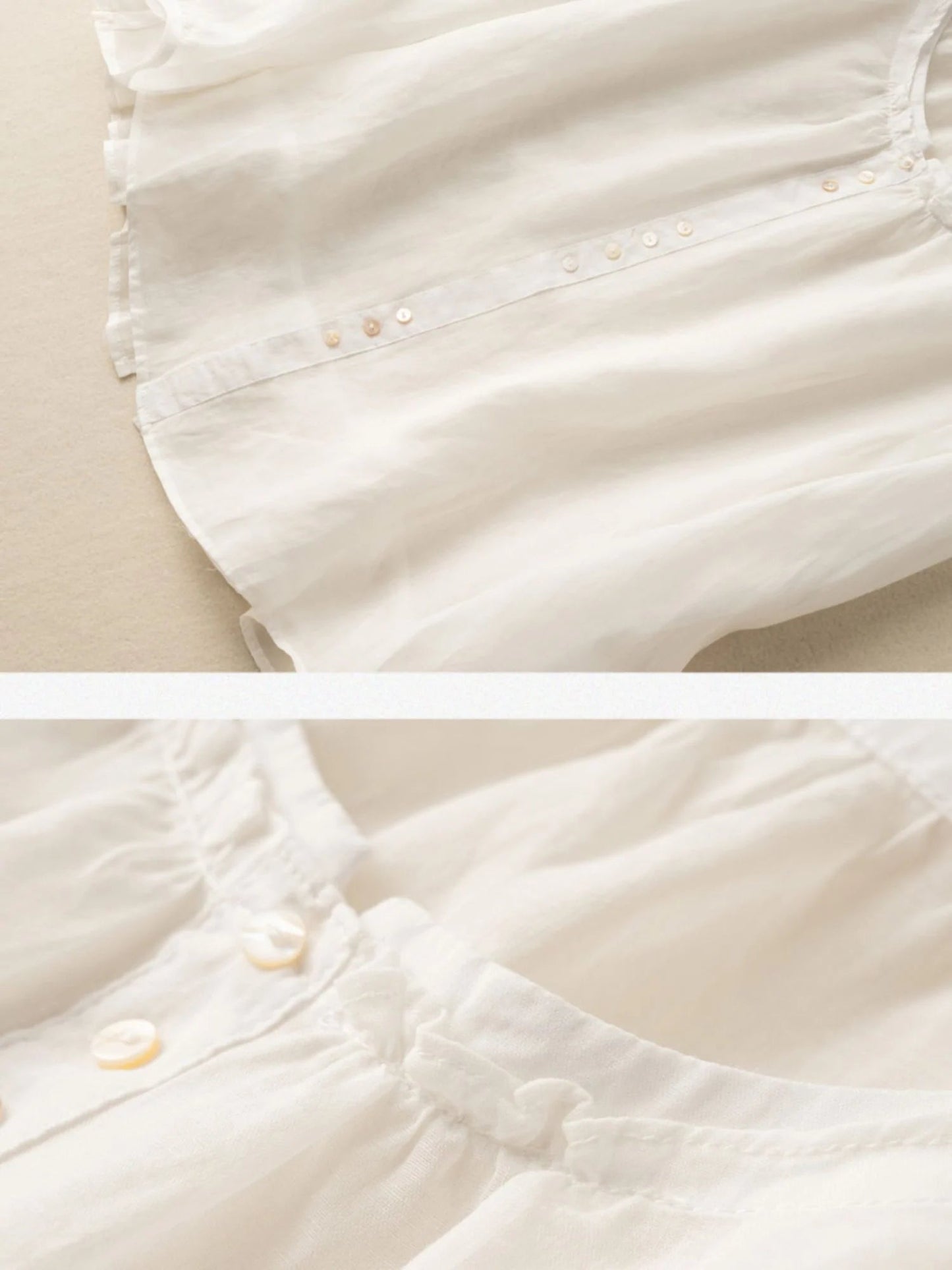 Pure Color Crew Neck Long Sleeve Casual Linen Top