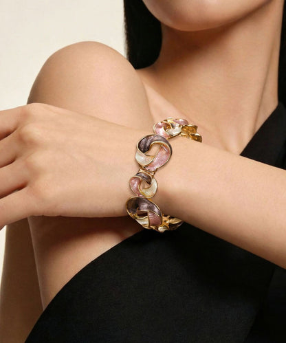 2026 New Coffee Alloy Hollow Out Floral Bangle