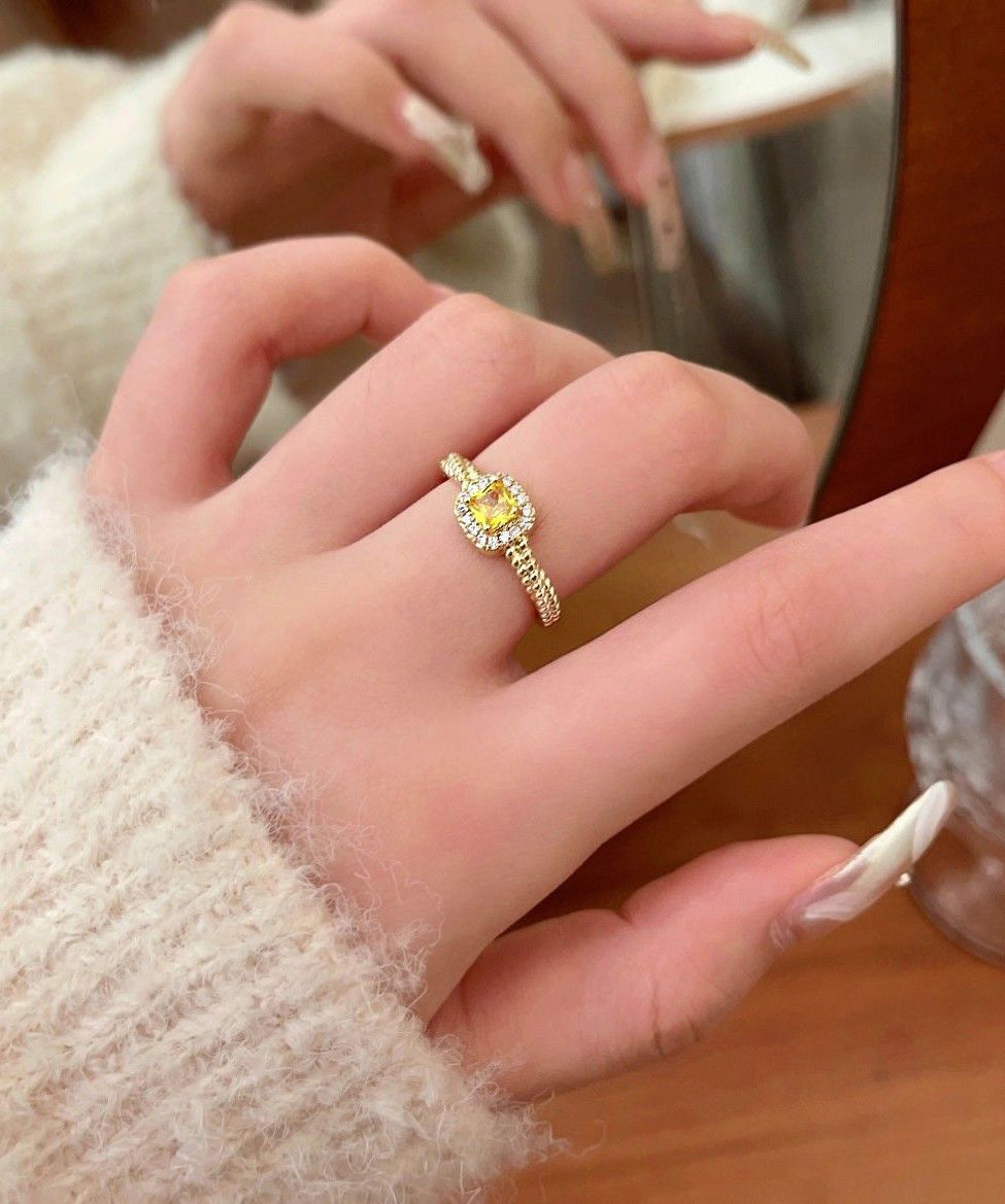 2026 New Gold Copper Alloy Zircon Rings