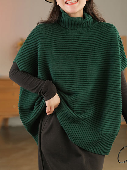 Women Turtleneck Half Sleeve Loose Pullover Sweater