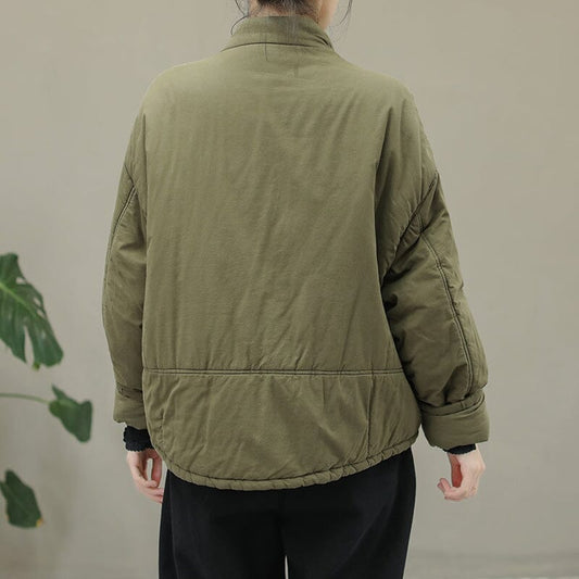 Women Retro Casual Loose Quilted Coat
