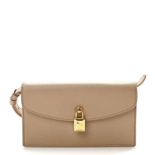 Grained Calfskin Extra Pochette Light Mastic Sun Gold