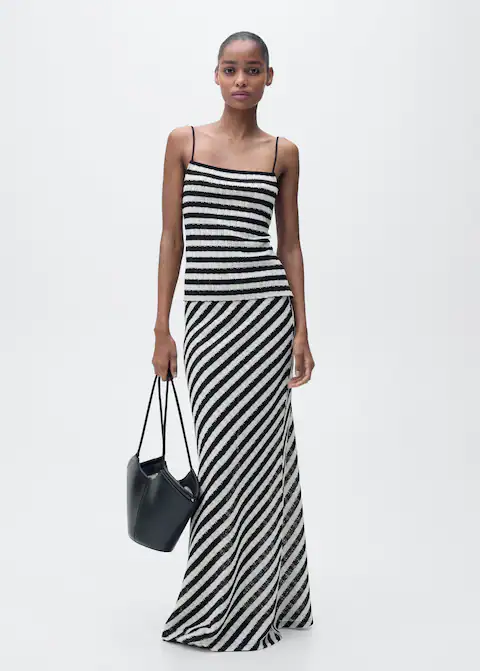 Literary Small Sling Backless Striped Dress
