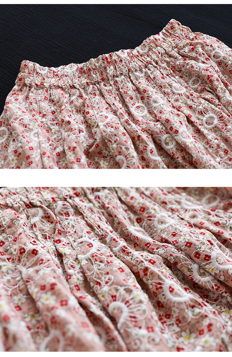 Literary Floral Thin Large A-Line Skirt