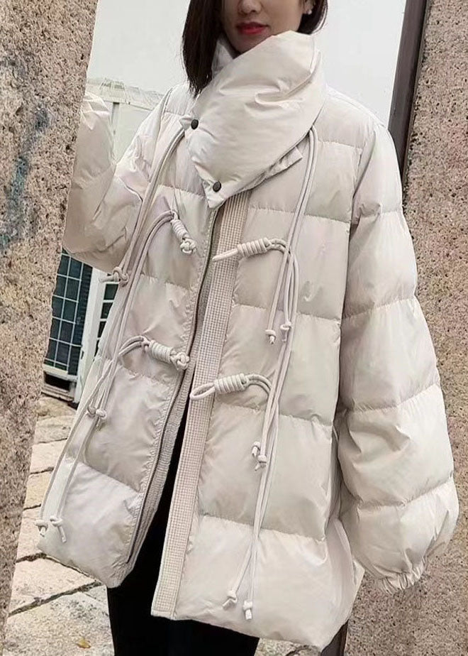 Original Design Coffee Scarf Collar Oriental Button Duck Down Winter Coats