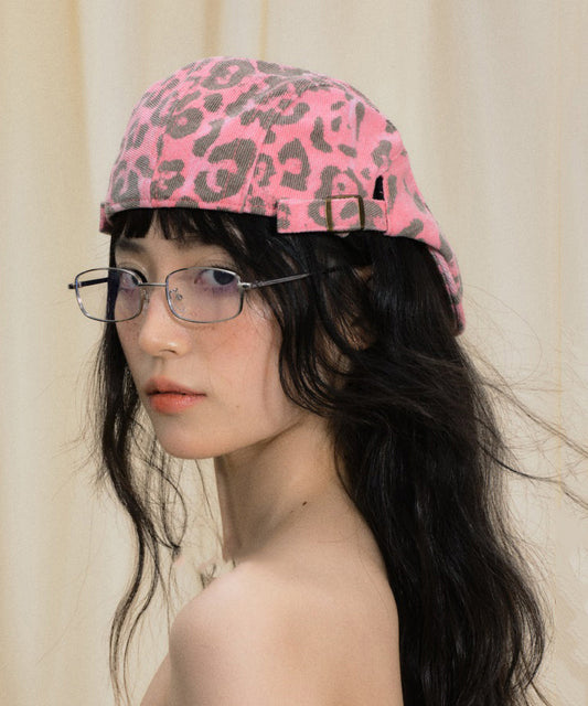 New Stylish Versatile Pink Leopard Breton Hat