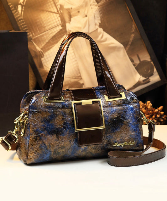 Vintage Gradient Color Jacquard Durable Faux Leather Tote Handbag