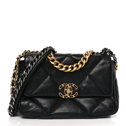 Goatskin Quilted Medium Chanel 19 Flap Black