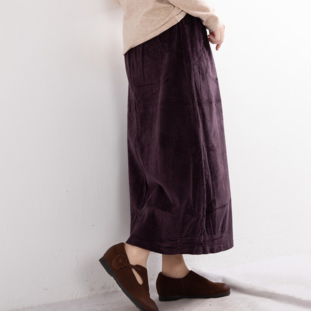 Retro Mid-Length Corduroy Skirt