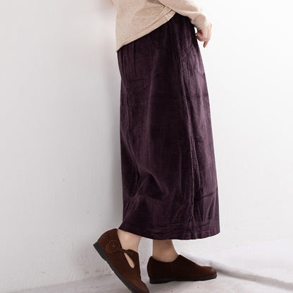 Retro Mid-Length Corduroy Skirt