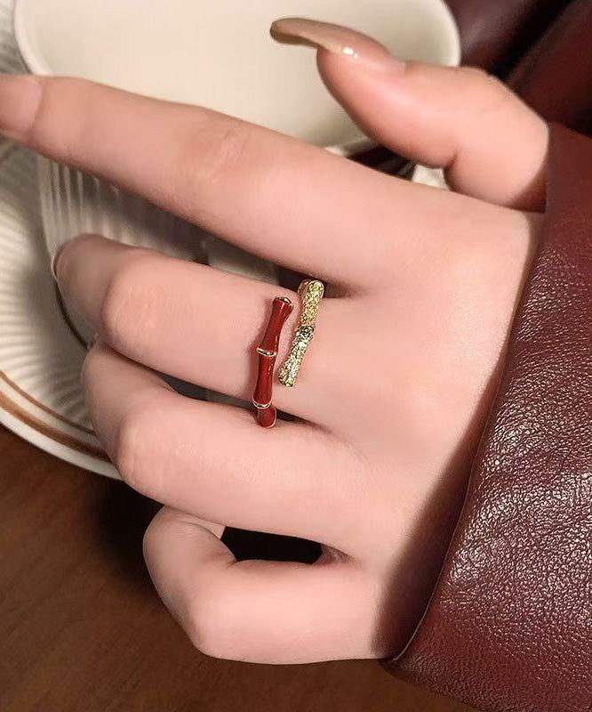 Light Luxury Exquisite Red Bamboo Zircon Rings