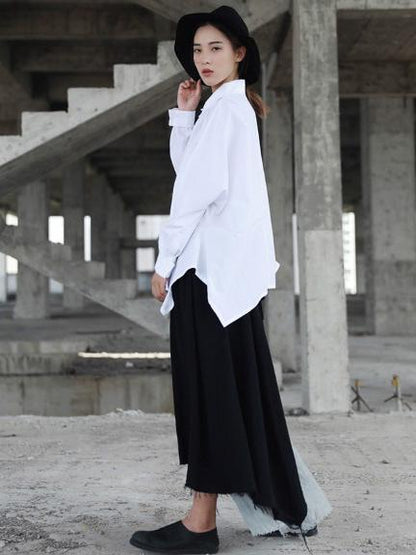 Ramie Cotton Split-joint Skirt Bottom
