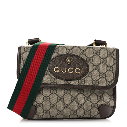 GG Supreme Monogram Web Small Neo Vintage Double Flap Messenger Bag Beige New Acero