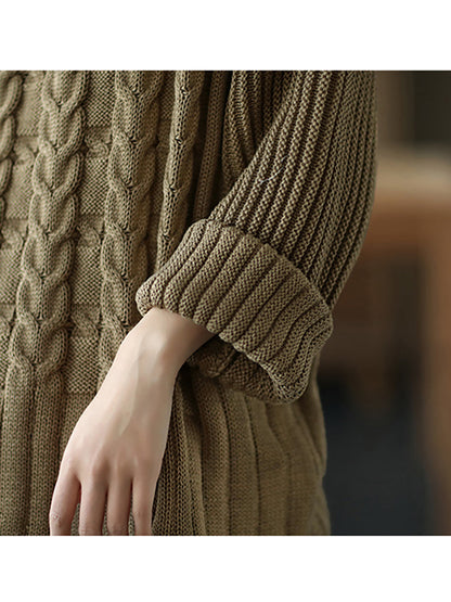 Women Turtleneck Knitted Solid Color Long Sleeve Sweater