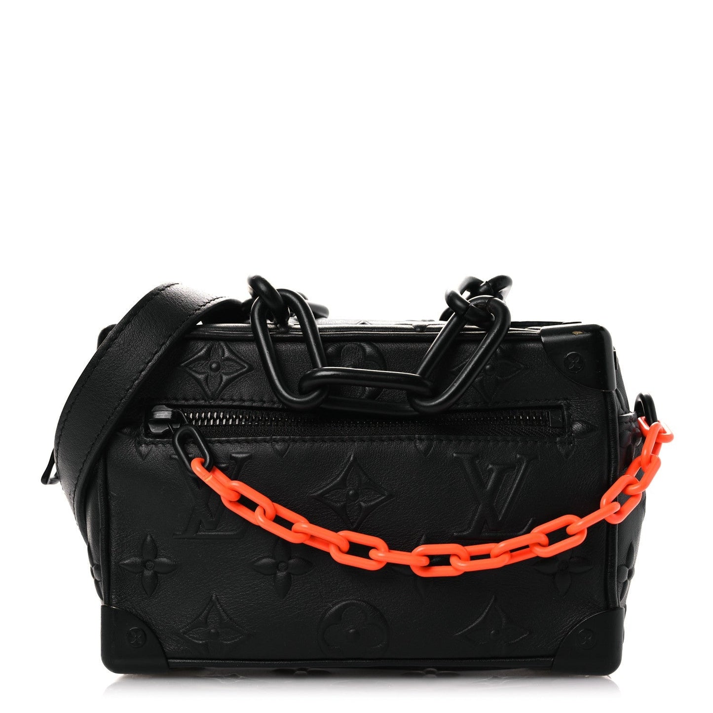 Calfskin Debossed Monogram Solar Ray Mini Soft Trunk Black