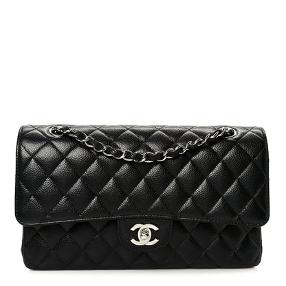 Caviar Quilted Medium Double Flap Black
