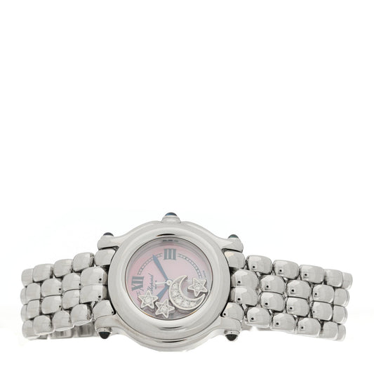 Stainless Steel Diamond Pink Mother of Pearl 26mm Happy Sport Moon Star Quartz Watch