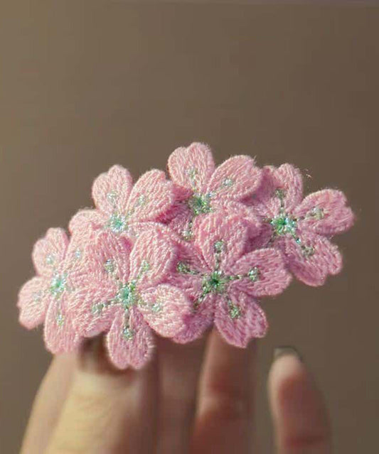 Cute Pink Knit Embroidery Floral Hairpin