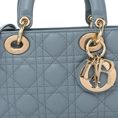Lambskin Cannage Medium Lady D-Joy Light Blue