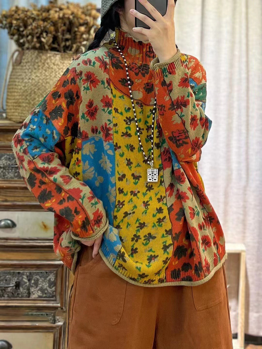 Autumn Print Casual Long Sleeve Women Sweaters