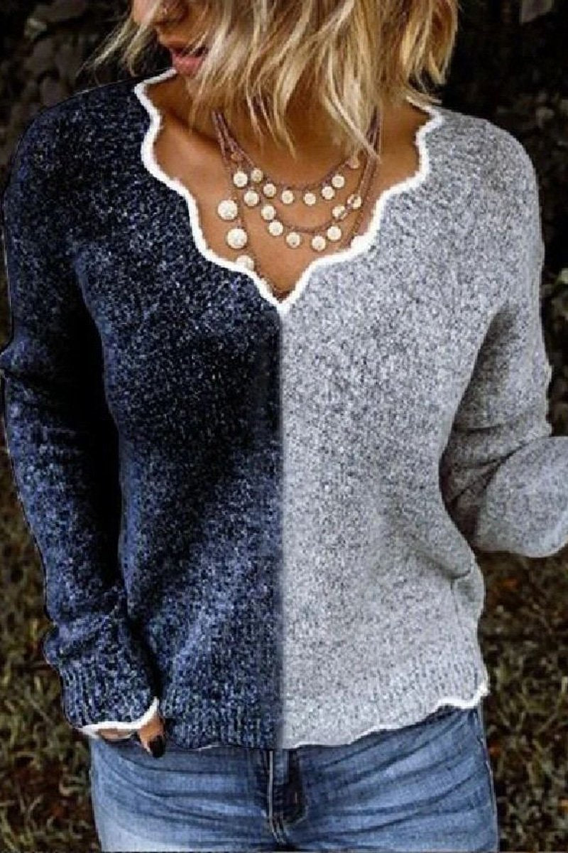 Striped Sweetheart Neck Casual Sweater