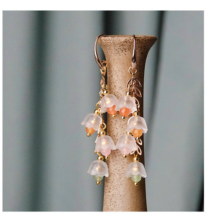 Glass Lily of the Valley Earrings Long Tassel Earrings