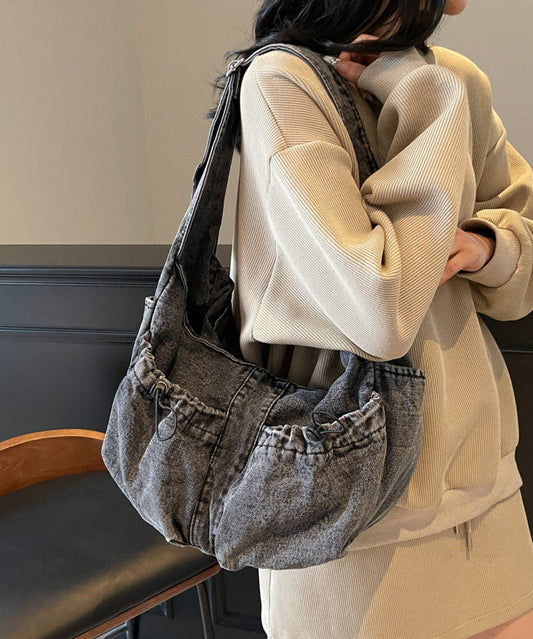 Casual Blue Denim Pockets Large Capacity Crossbody Bag