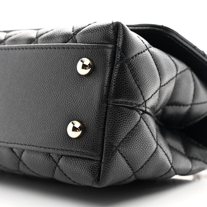 Caviar Quilted Mini Coco Handle Flap Black