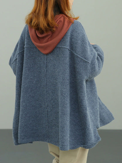 Plus Size - Knitted Irregular Hem Breasted Cardigans Sweater