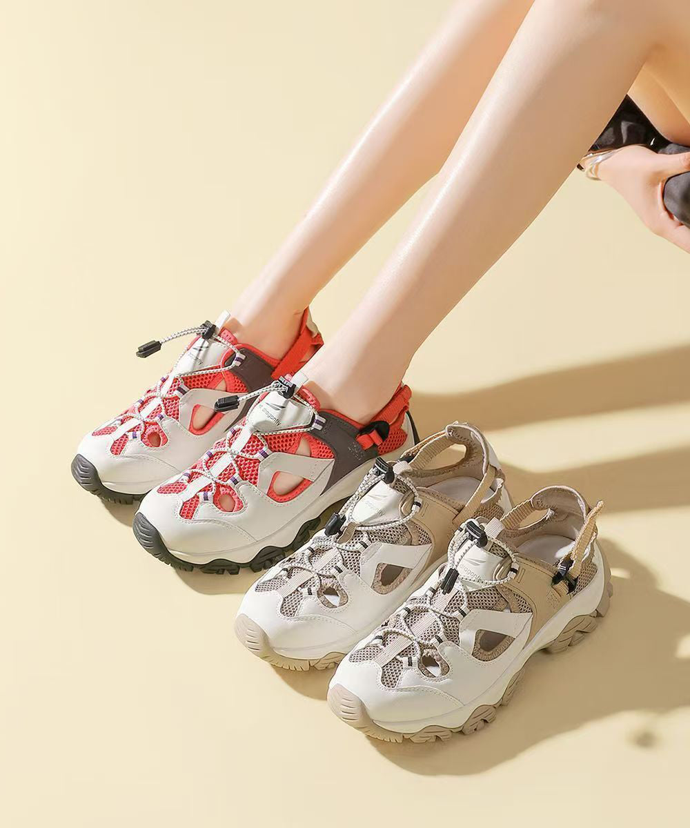 Casual Red Platform Sandals Hollow Out Breathable Mesh