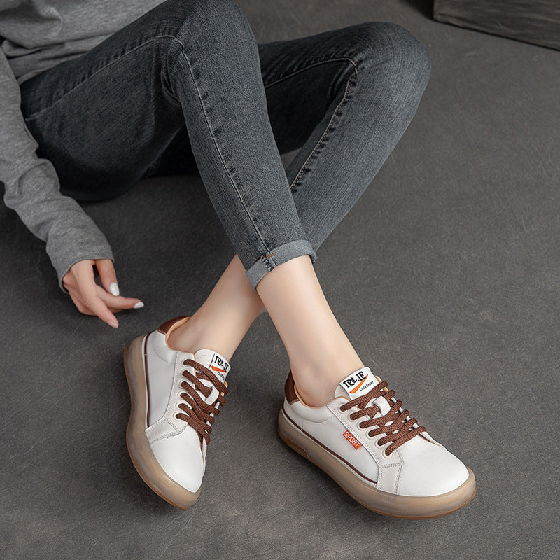 Summer Thin Leather Women Retro Casual Shoes