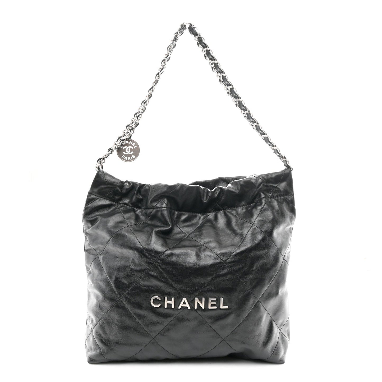 Shiny Calfskin Quilted Small Chanel 22 Black