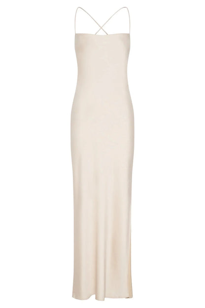 Sydney Straight Neck Slip Maxi Dress - Cream