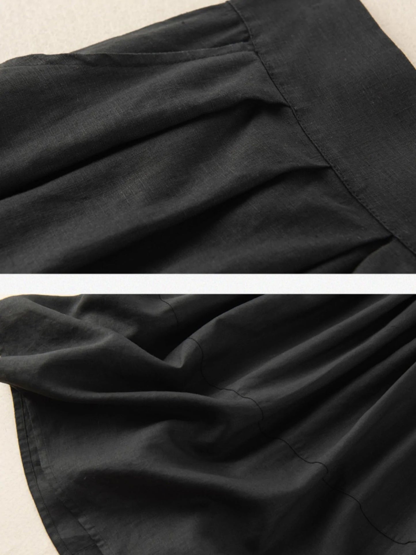 Pure Color Pleated Casual Linen Skirt
